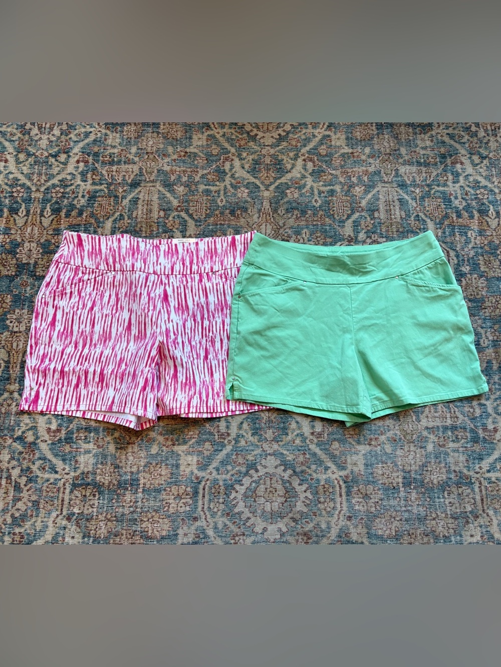 INC brand shorts (pink patterned, mint green)